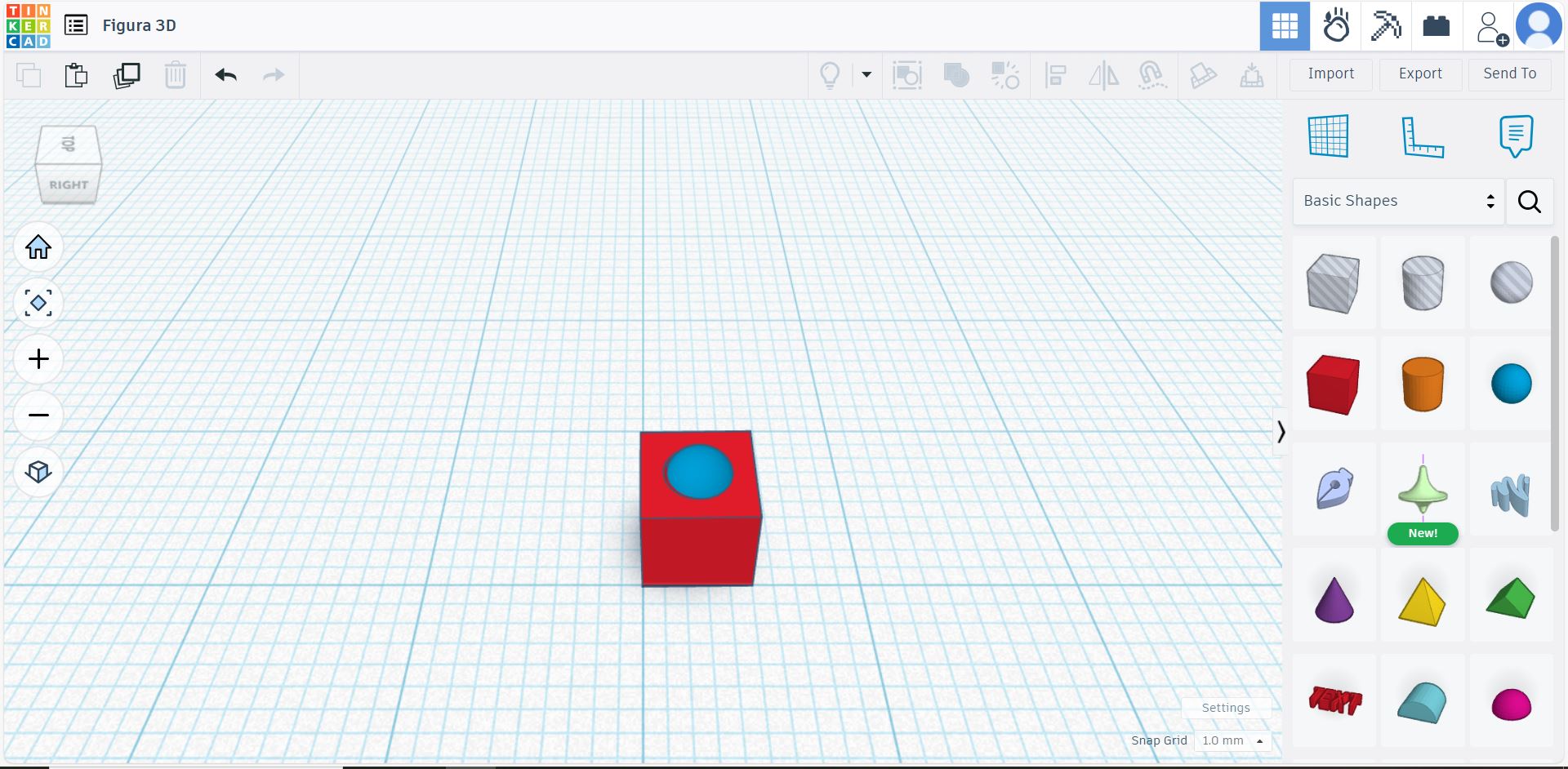 Figura 3D diseñada en Tinkercad